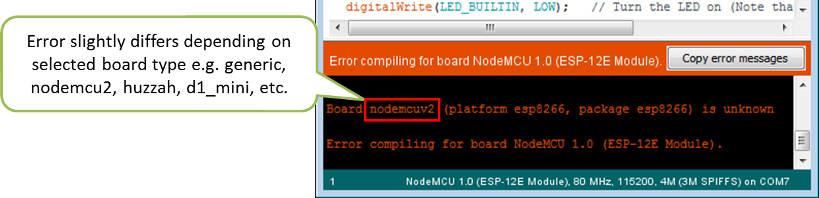 Board nodemcu2 (platform esp8266, package esp8266) is unknown error