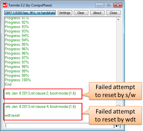 OTA upload failed - output on an external serial terminal